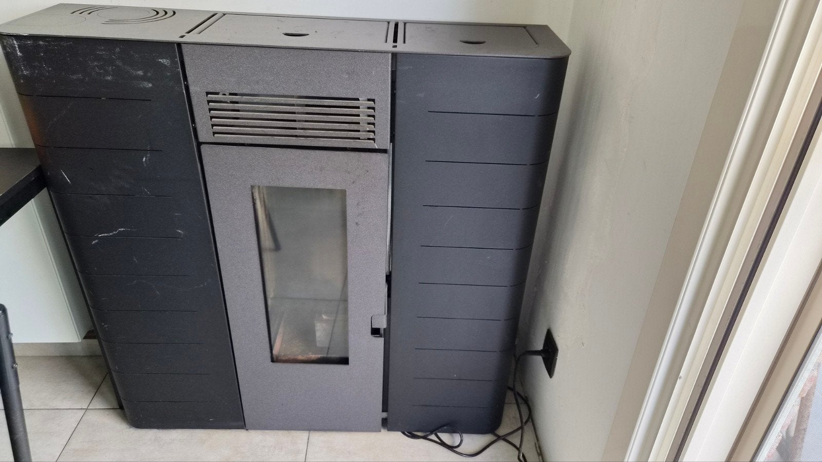 Ariel Pelletkachel 11 kW- Werkt goed kan getest worden, Ophalen, Gebruikt, Glas, Met deur(en)