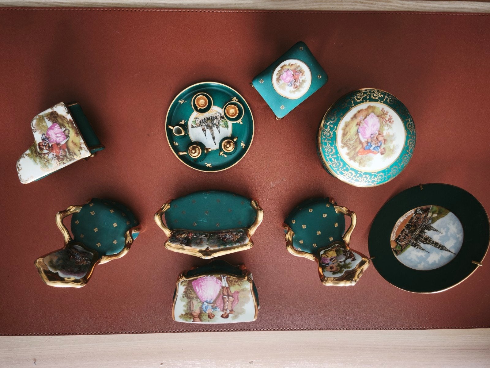 Lot miniatures & boîtes en porcelaine de Limoges - Vert Empi, Antiquités & Art, Enlèvement