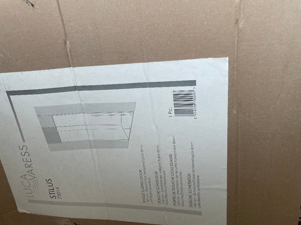 Luca Varess Stilus 73014 – Schuifdeur douche 160 cm – zwart, Bricolage & Construction, Sanitaire, Enlèvement, Neuf, Verre, Douche