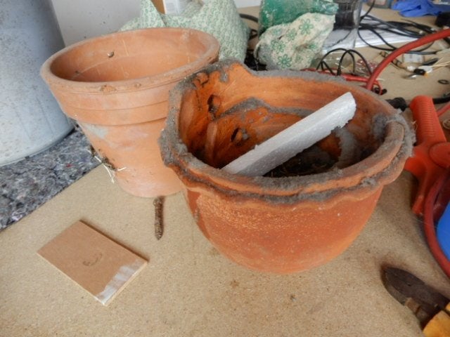 terracotta bloempotjes + schaaltje, Enlèvement ou Envoi, Moins de 25 cm, Rond, Utilisé