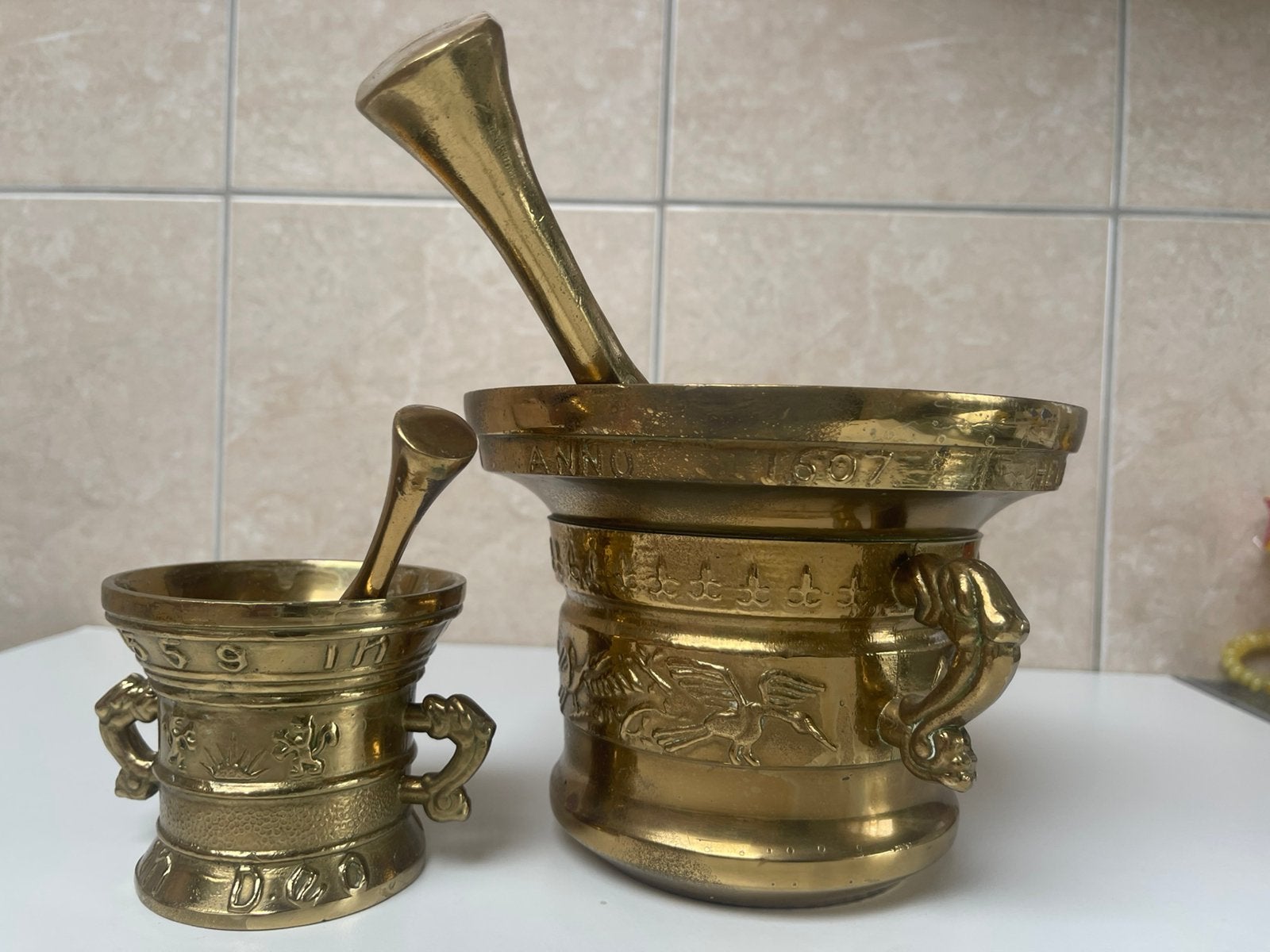 Vintage Heinrick Ter Horst Vijzel + stamper, Ophalen