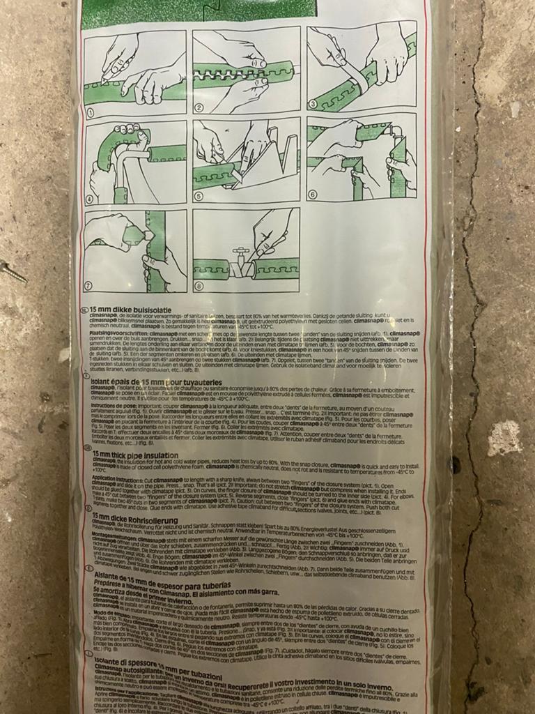 Isolation pour tuyaux de marque climasnap, Enlèvement, Comme neuf