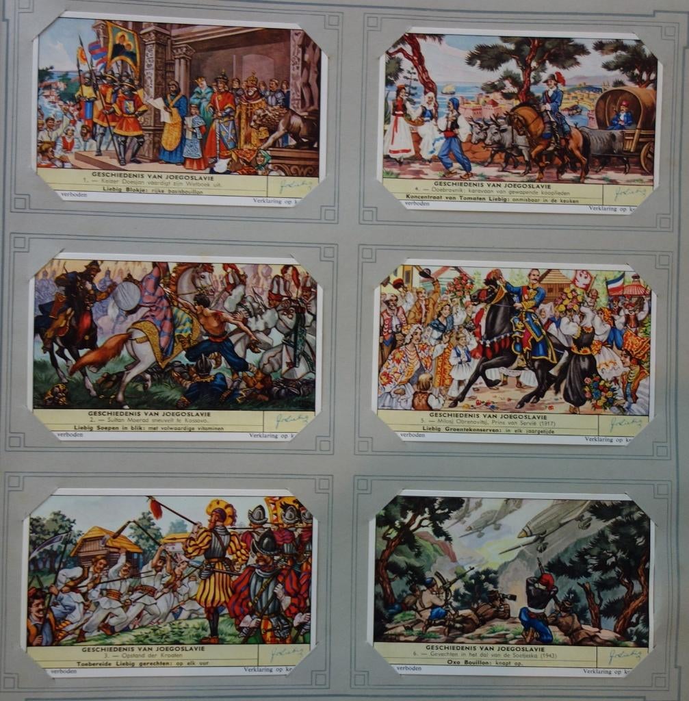 Set Liebig Prenten Geschiedenis van Joegoslavië (1960)., Zo goed als nieuw, 1940 tot 1960, Prent, Buitenland