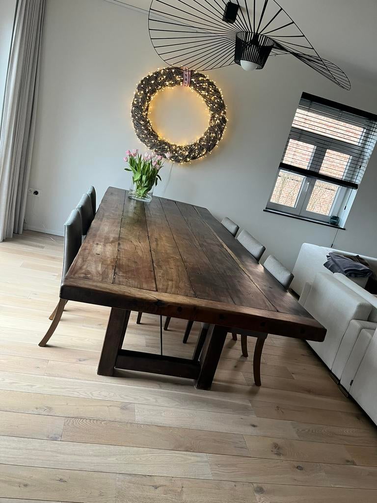 Grote notaristafel bruin, Huis en Inrichting, Tafels | Eettafels, Ophalen, Gebruikt, 100 tot 150 cm, Eikenhout
