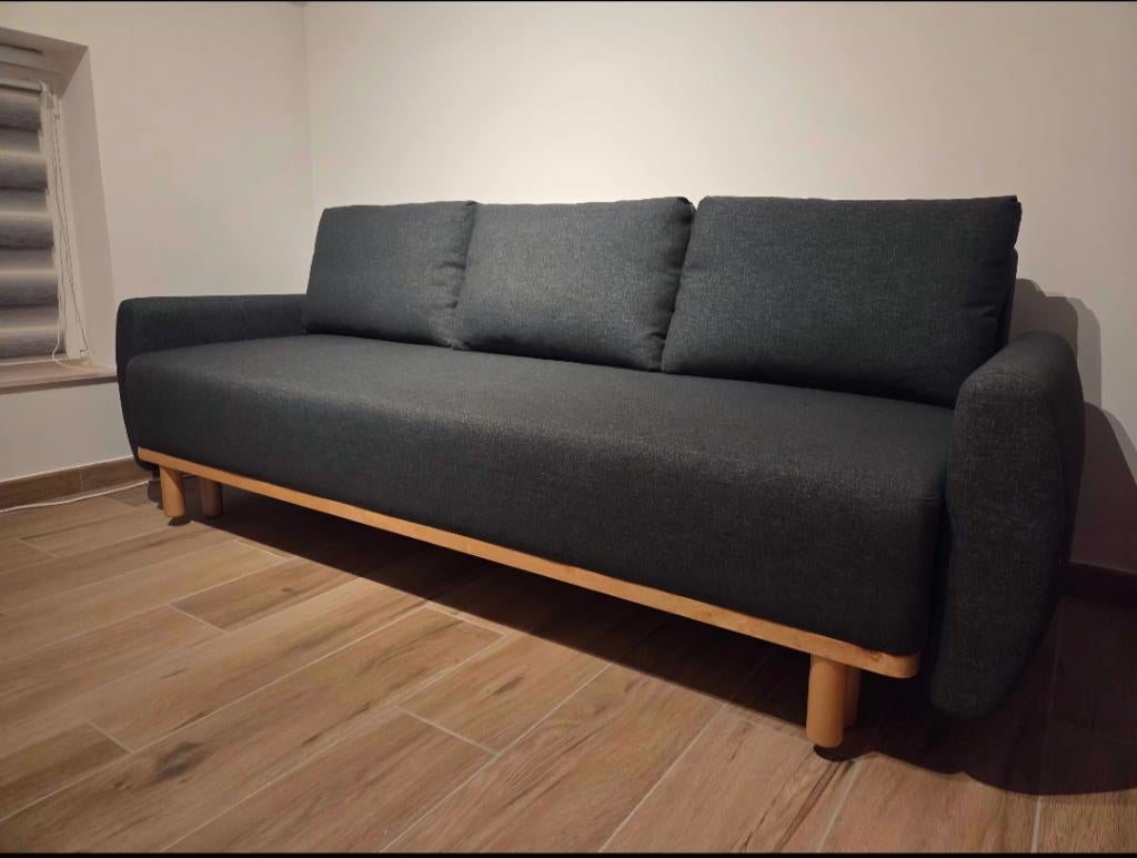 Canapé convertible 3 places, Enlèvement, Comme neuf, Gris, 200 cm
