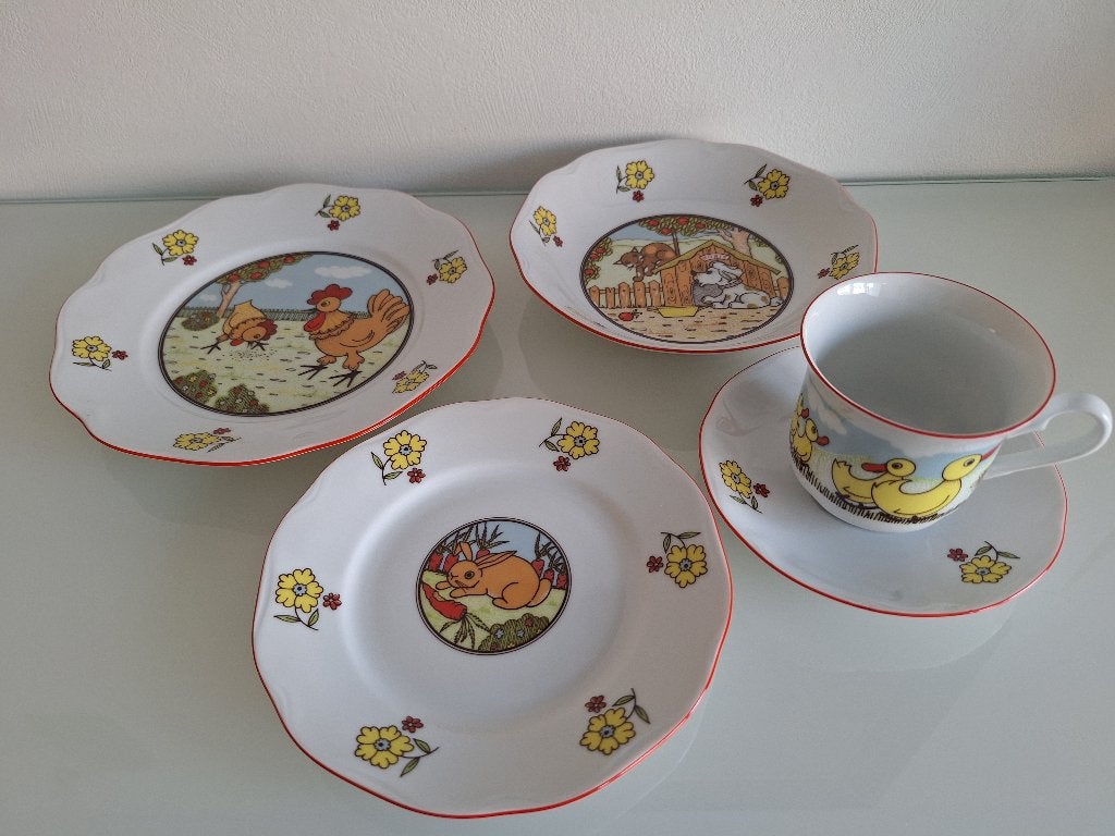 Vaisselle 5 pièces vintage pour enfants EPIAG DF années 1990, Maison & Meubles, Neuf, Service complet, Vintage, Enlèvement