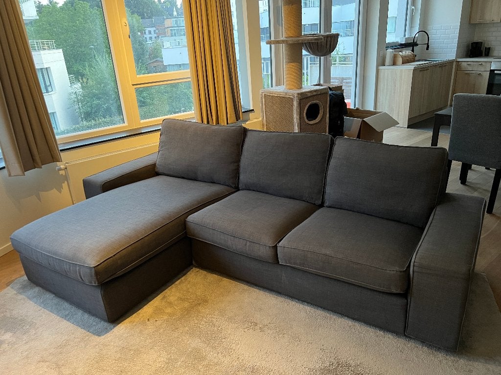 Canapé KIVIK 3 places avec méridienne gris, Maison & Meubles, Canapés | Salons, Utilisé, Banc d'angle, Trois personnes, 250 à 300 cm