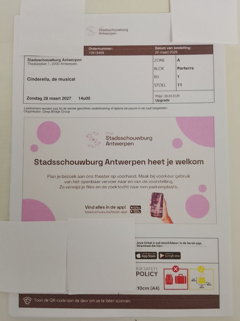 Ticket Cinderella de musical, ook op ticketswap te koop, Tickets en Kaartjes, Theater | Musical, Eén persoon, Maart