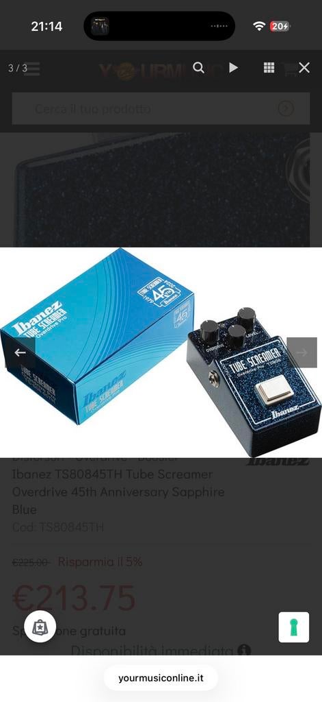 Ibanez TS80845TH Tube Screamer Ov. 45th Anniversary Sapphire, Musique & Instruments, Enlèvement ou Envoi, Comme neuf
