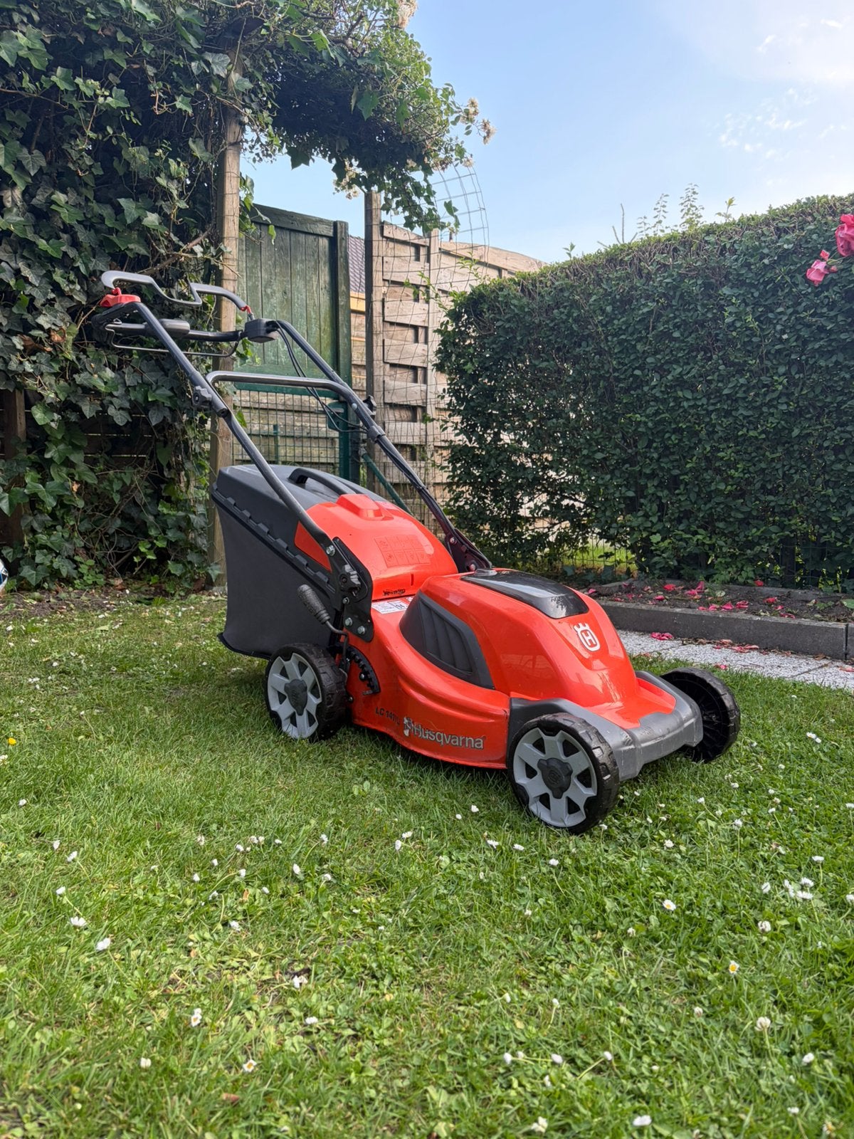 Husqvarna LC 141VLI, Tuin en Terras, Grasmaaiers, Ophalen, Cirkelmaaier, Gebruikt, Accu-grasmaaier