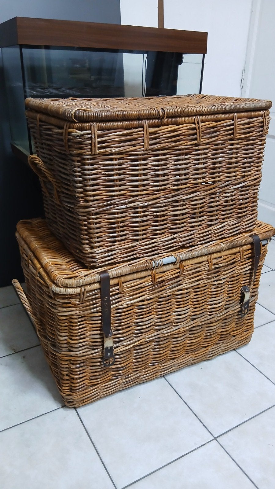 Grandes malles en osier vintage bohème, Maison & Meubles, Accessoires pour la Maison | Coffres, Enlèvement