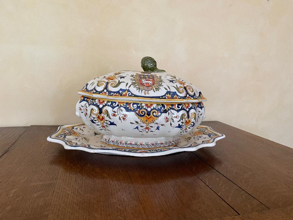 Soepterrine Rouen faïence (82) 70€, Comme neuf, Enlèvement, Multicolore, Classique