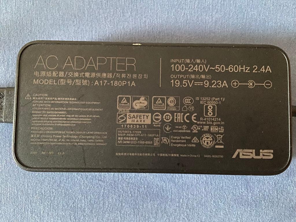 Asus A17-180P1A 180W Charger 6.0x3.7mm ROG GL703, Enlèvement ou Envoi, Utilisé, ASUS