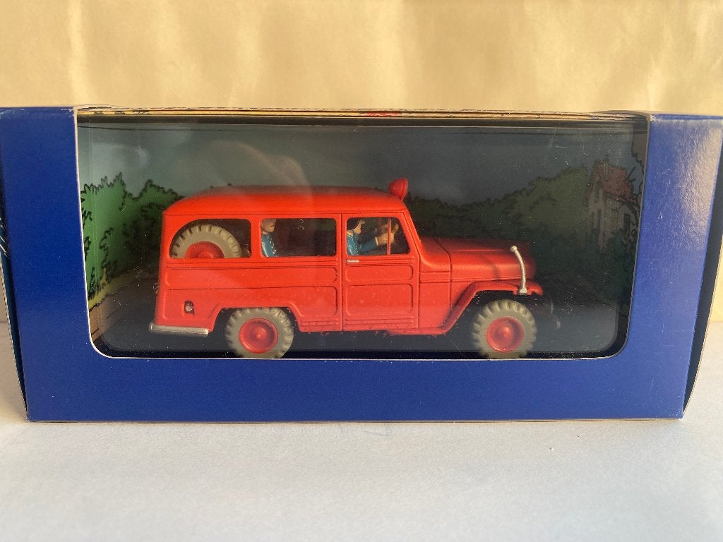 Kuifje – Jeep van de brandweer, De zaak Zonnebloem,1:43, Ophalen of Verzenden, Kuifje, Zo goed als nieuw, Beeldje of Figuurtje