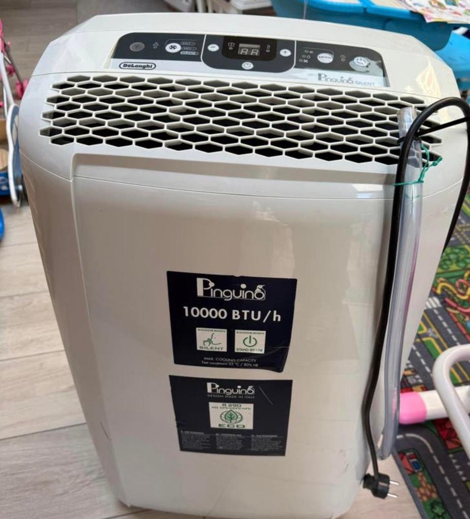 Mobiele airco De’Longhi 10000 BTU Koelt tot 100m² – €220, Refroidissement et Déshumidification, Comme neuf, Enlèvement, Télécommande