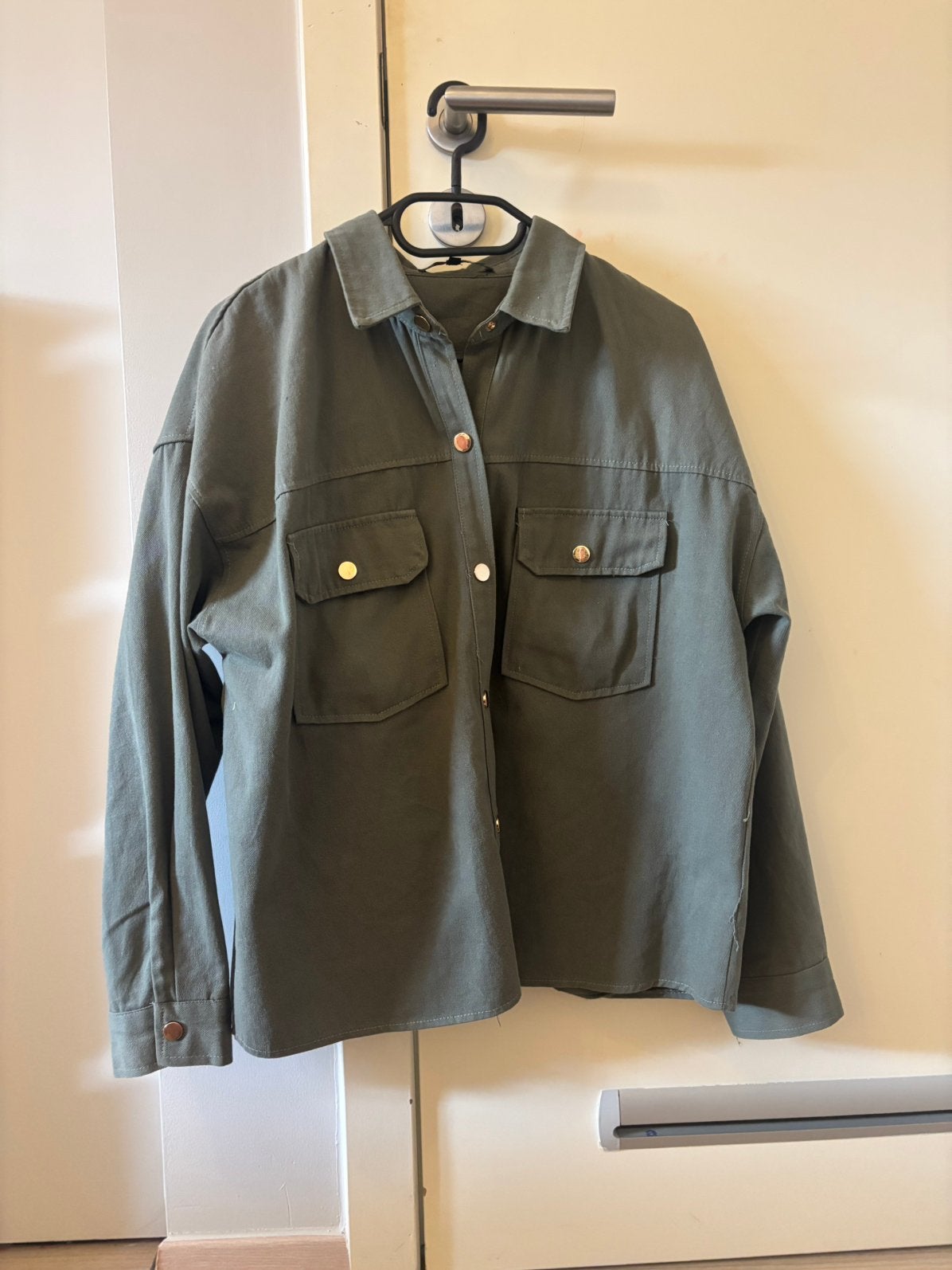 Kakigroene jeans jas, Ophalen, Zo goed als nieuw, Maat 48/50 (M), Groen