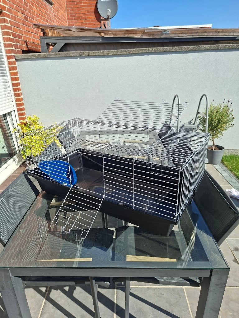 Hok met hooiruif, drinkfles en toilet, Dieren en Toebehoren, Zo goed als nieuw, Hamster, Hok, 75 tot 110 cm