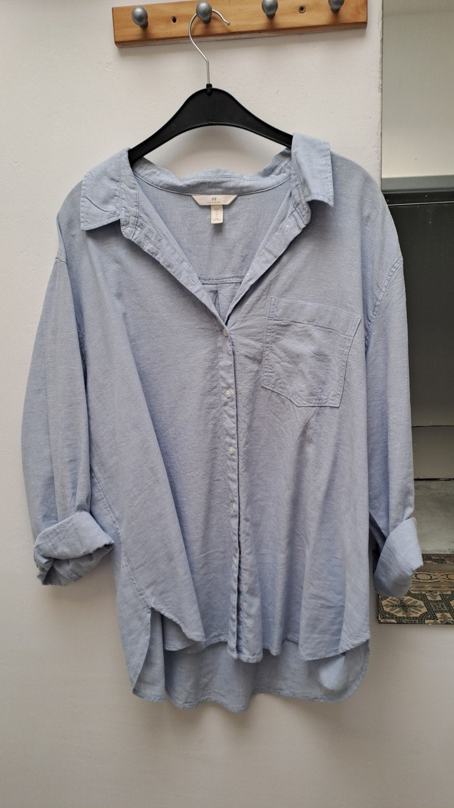 Chemise couleur bleu jean L, H&M, Blauw, Maat 42/44 (L), Nieuw