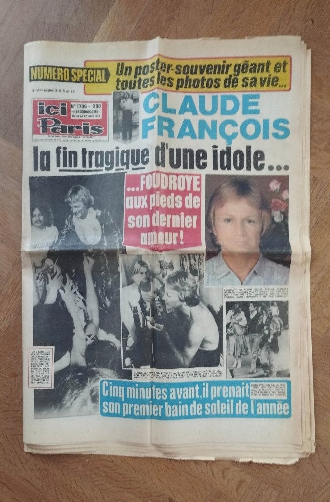 Ici Paris SPECIAL MORT CLAUDE FRANCOIS 1978, Collections, Enlèvement ou Envoi, 1960 à 1980, Journal