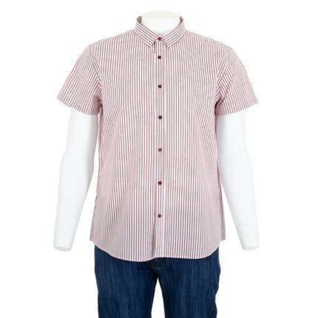 Glo-Story Slim-fit overhemd rood gestreept 4XL, Kleding | Heren, Ophalen of Verzenden, Nieuw, Rood, Overige halswijdtes