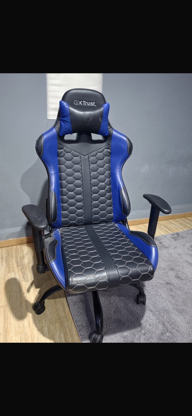 Game stoel, Huis en Inrichting, Bureaustoelen, Zo goed als nieuw, Bureaustoel, Blauw, Gaming bureaustoel, Ophalen