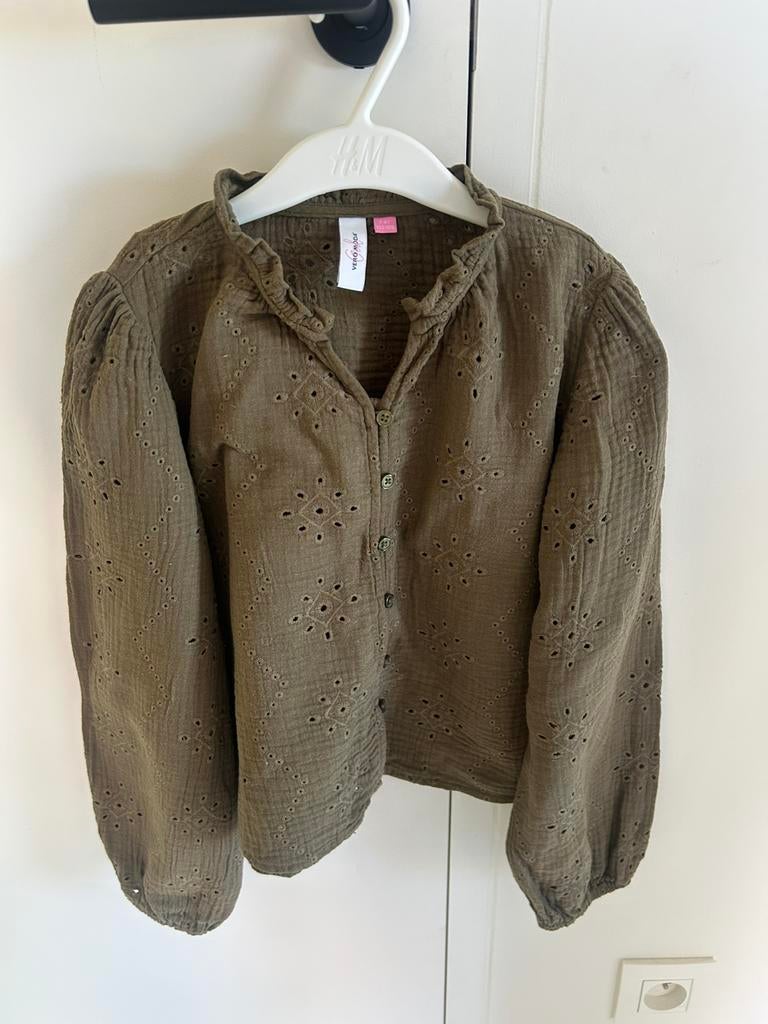 Kaki hemdje meisje - Vero Moda - mt 122/128, Ophalen, Zo goed als nieuw, Meisje, Overhemd of Blouse