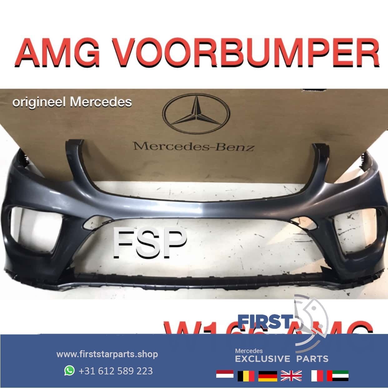 W166 GLE AMG VOORBUMPER A1668851538 ZWART WIT GRIJS BLAUW RO, Gebruikt, -, Voor, Ophalen of Verzenden
