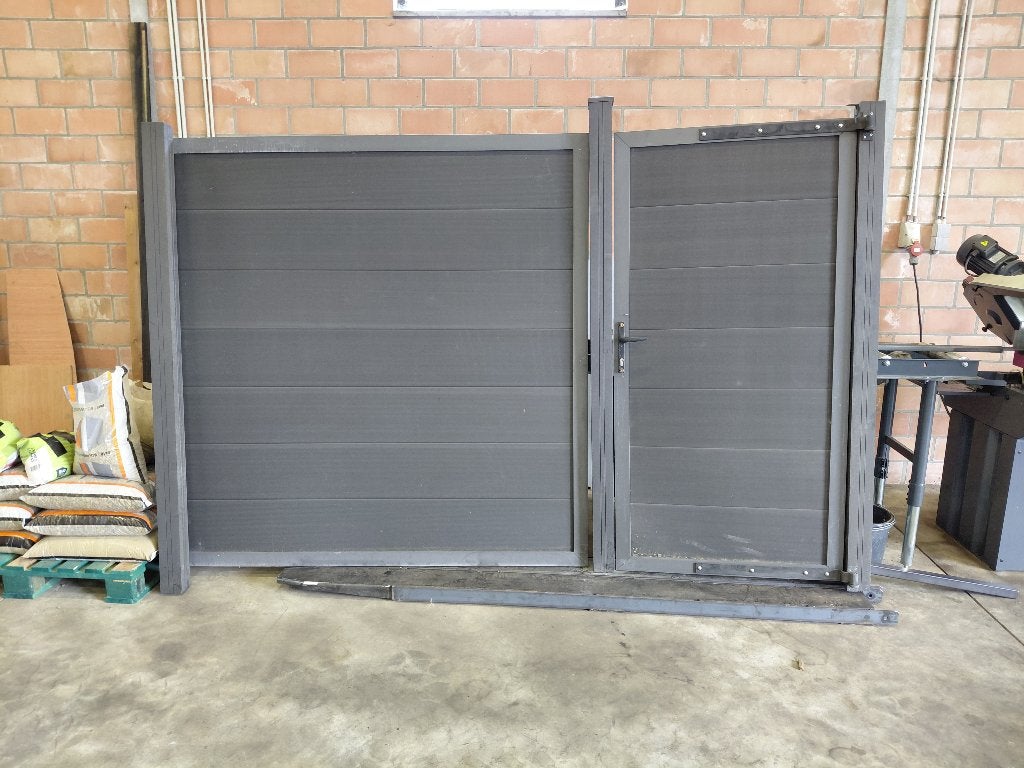 Composiete poort antraciet, Ophalen, Gebruikt, Composiet, 150 tot 200 cm