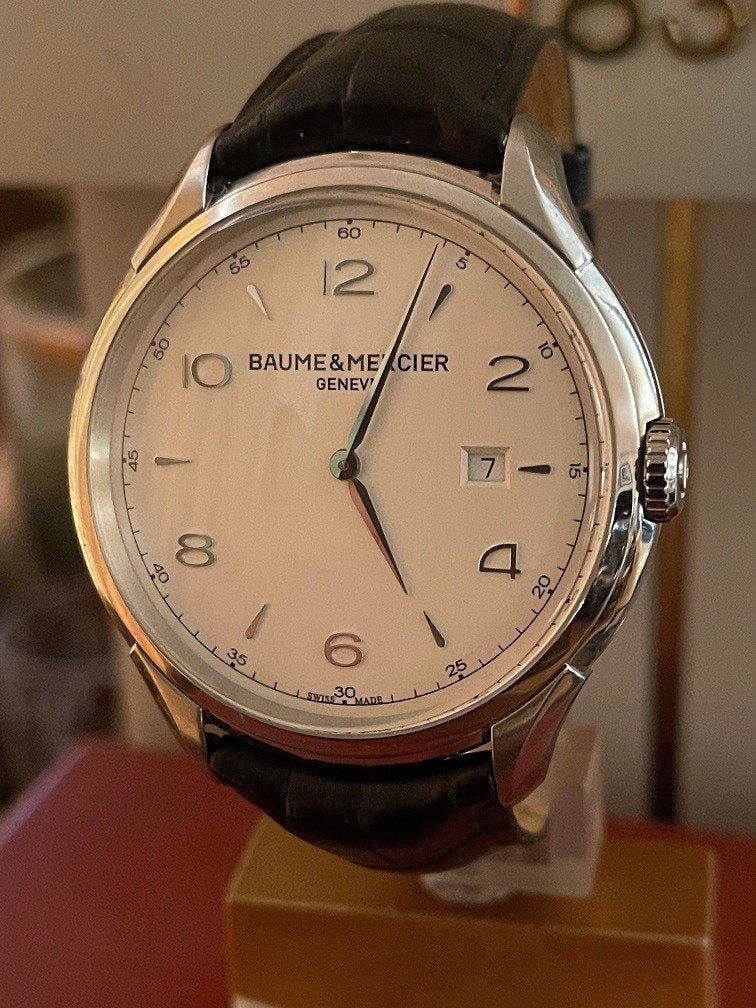 Baume Mercier Clifton 45mm heren horloge absolute nieuwstaat, Handtassen en Accessoires, Overige merken, Leer, Staal, Polshorloge