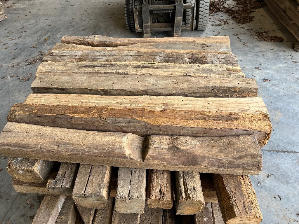 Oude eiken balkjes 1 meter, Doe-het-zelf en Bouw, Ophalen, Gebruikt, Eiken, 50 mm of meer