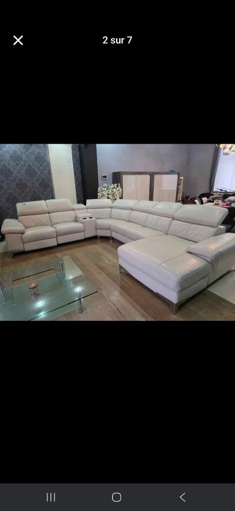 Canapé en cuir avec relax électrique modulable, Enlèvement, Utilisé, Cuir, Moderne