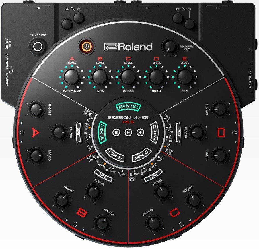 Roland HS-5 Session Mixer - stille repetitie + opname, Muziek en Instrumenten, Ophalen of Verzenden, Gebruikt, 5 tot 10 kanalen
