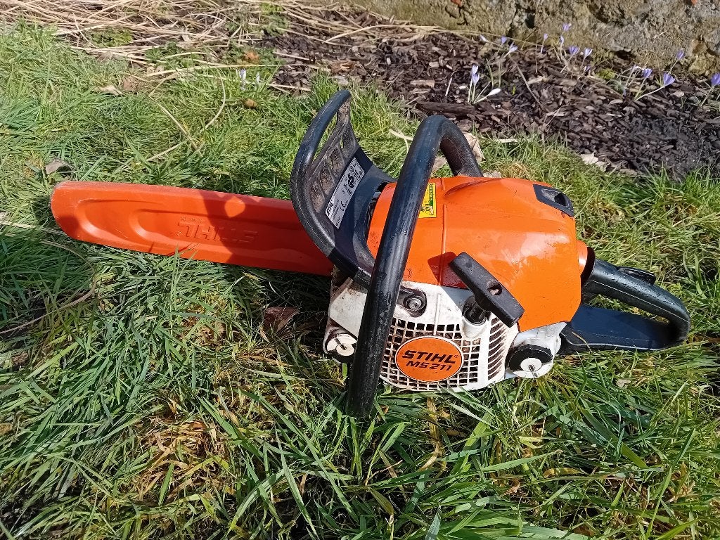 Stihl MS211 kettingzaag 35cm geleider + ketting + slijper, Ophalen, Stihl, Gebruikt, 70 mm of meer