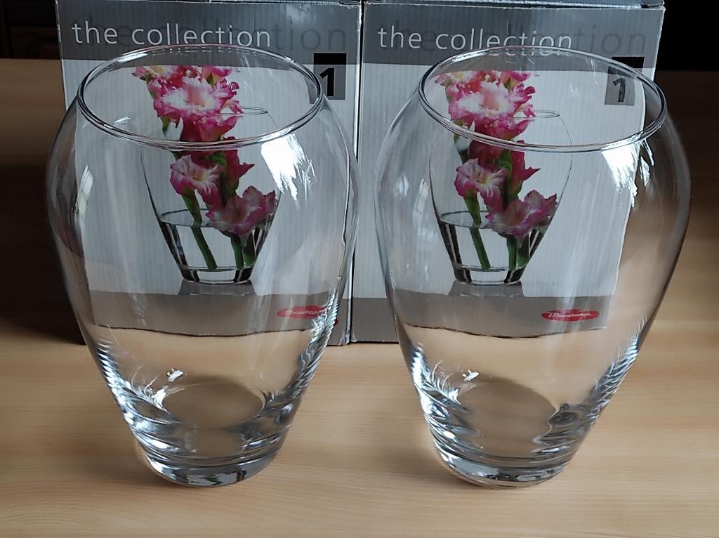 twee vazen glas, Huis en Inrichting, Ophalen of Verzenden, Zo goed als nieuw, Glas