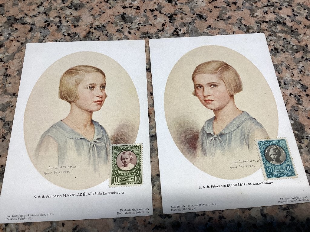 Lot de 2 cartes postales anciennes princesses Luxembourg, Enlèvement ou Envoi, 1920 à 1940, Non affranchie, Politique et Histoire
