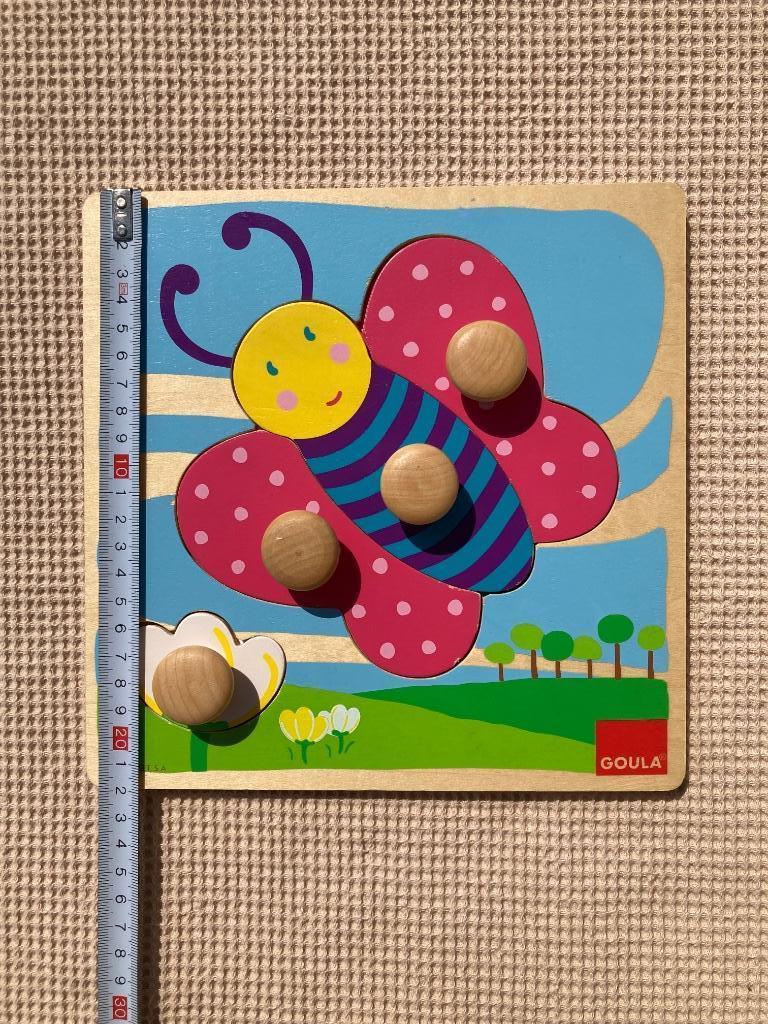 Houten puzzel vlinder Goula roos paars 22 cm, Ophalen of Verzenden, Zo goed als nieuw, Overige typen