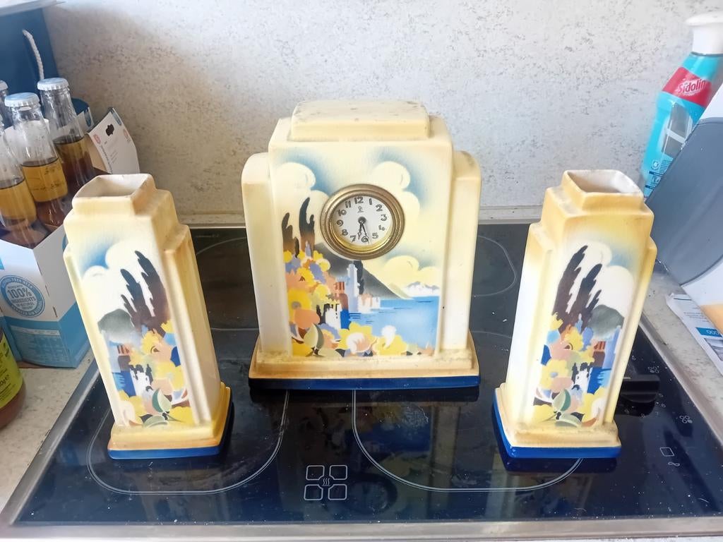 Antieke klok Minerva met bijhorende zuilen, Ophalen of Verzenden