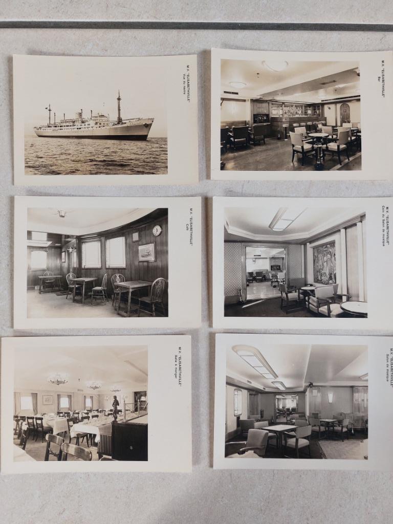 6 postkaarten van het schip M/V Elisabethville, Verzamelen, Verzenden