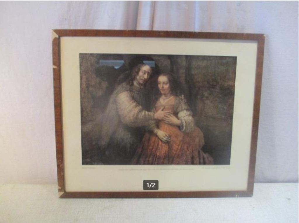 Mooi Oude Kunstdruk 'Het Bruidspaar' - Rembrandt, Ophalen of Verzenden, Zo goed als nieuw, Print, Oorspronkelijke maker