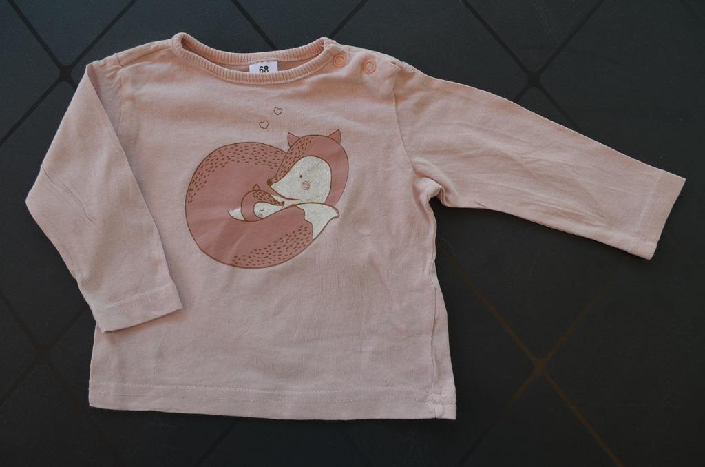 T-shirt lange mouw vosjes mama en kind bruinroze maat 68, Kinderen en Baby's, Babykleding | Maat 68, Zeeman, Jongetje of Meisje