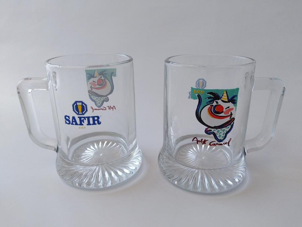 2 Safir Bier Aalst Carnaval 1997-02-09 bierglazen, Verzamelen, Ophalen of Verzenden, Nieuw, Bierglas