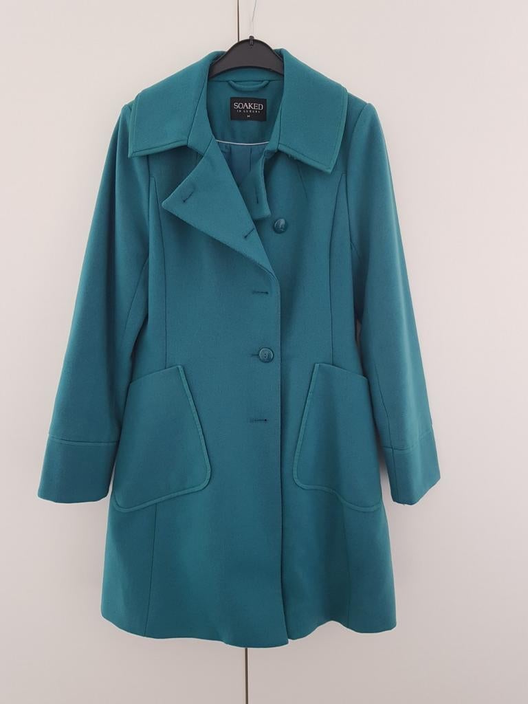 Manteau-Trench classique vert émeraude - M/L, Ophalen of Verzenden