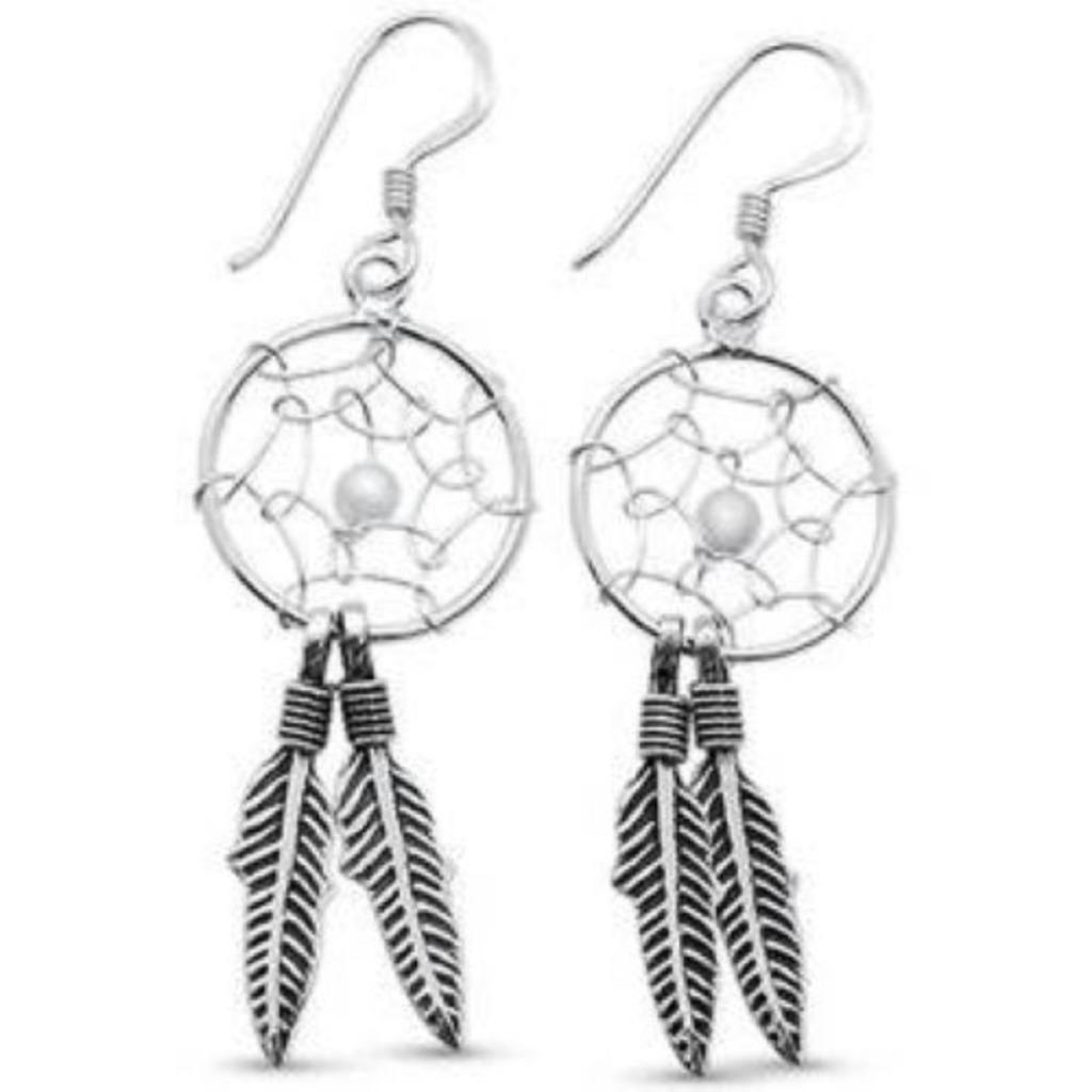 Oorbellen dreamcatcher zilver, Handtassen en Accessoires, Ophalen of Verzenden, Nieuw, Zilver