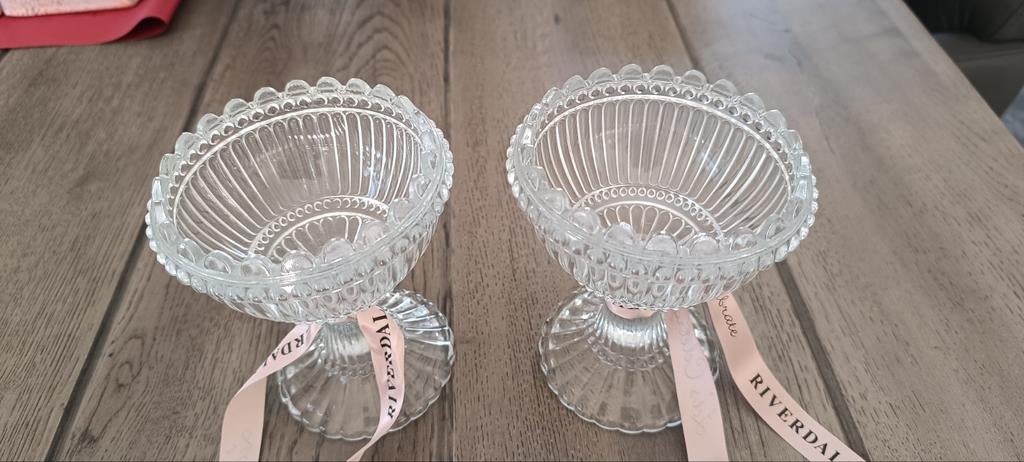 kaarsenhouders, 2 kadelaars- windlichten in glas, merk Rihet, Antiek en Kunst, Ophalen