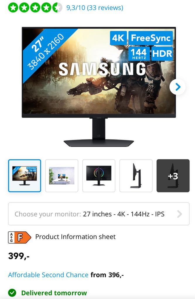 Samsung Odyssey G7 LS27DG702EUXEN, Informatique & Logiciels, Moniteurs, Gaming, HD, IPS, Comme neuf