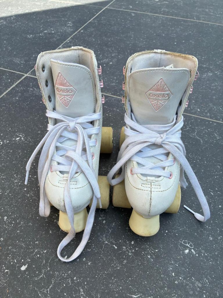 Rolschaatsen Oxelo wit met roze, Ophalen, Gebruikt, Kinderen