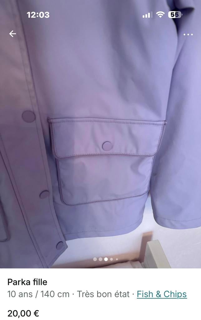 Veste Fish & Chip taille 10 ans, Enlèvement, Fille