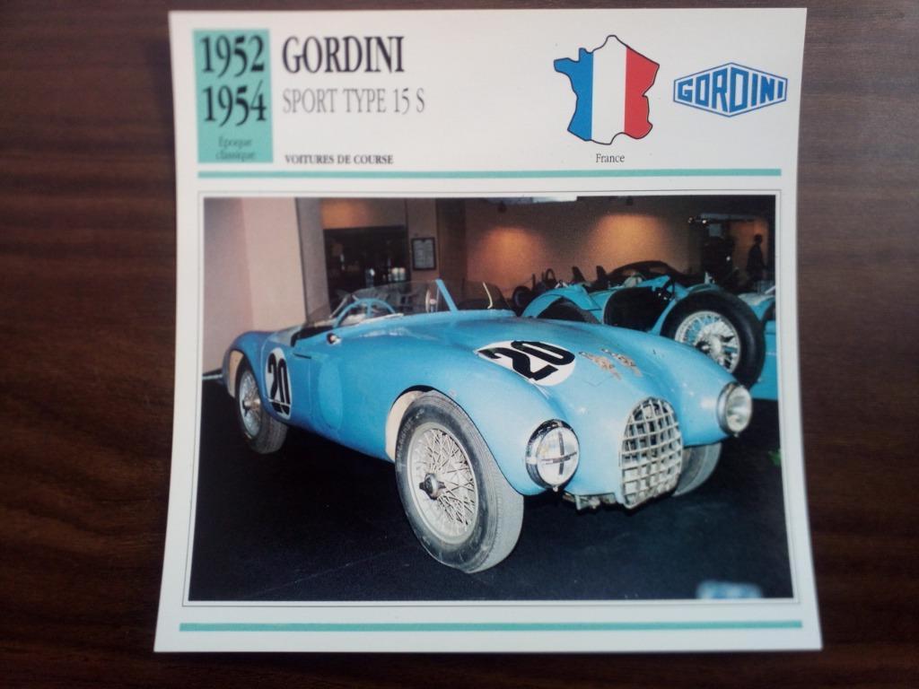 Gordini - Fiches Edito Service période construction1952-1957, Enlèvement ou Envoi, Comme neuf, Voitures