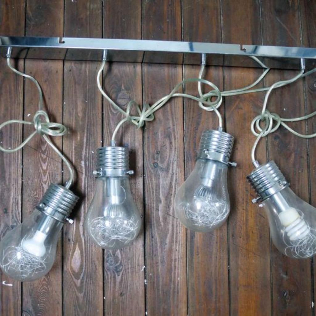 Lustre / Suspension Futura chrome, Ophalen of Verzenden, Gebruikt, Glas