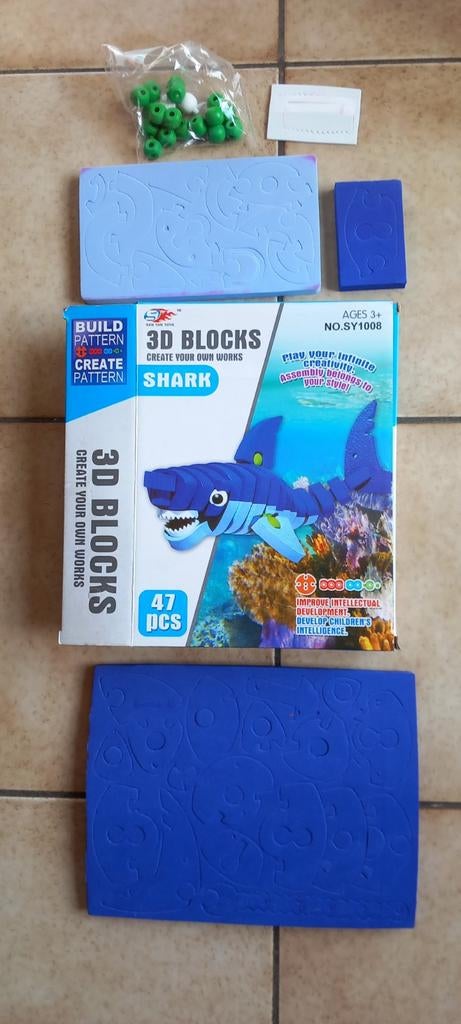 3D puzzel Shark 47 stukjes vanaf 3 jaar haai, Ophalen of Verzenden, Nieuw, Puzzelen